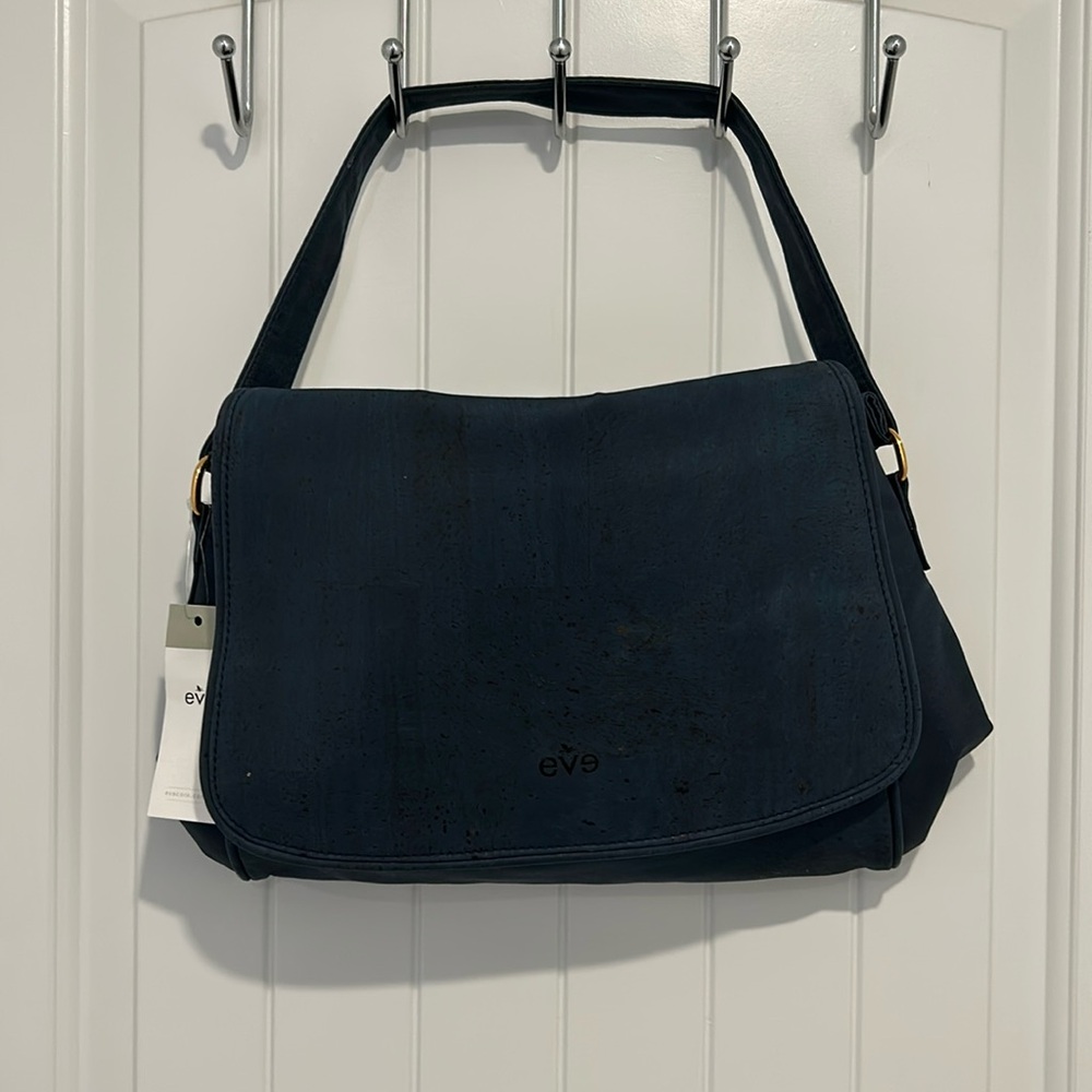 Eve Cork Messenger Bag Navy Blue NWT